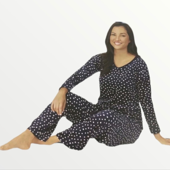 Nautica Polka Dot Velour Fleece Pajama Set - Picture 1 of 16